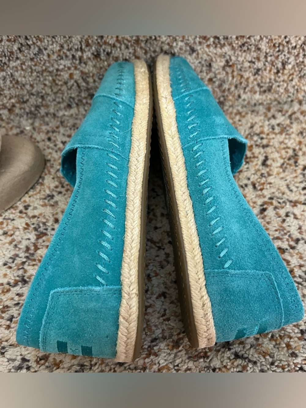 TOMS Turquoise Suede Espadrille Slip-On Flats - Picture 9 of 12